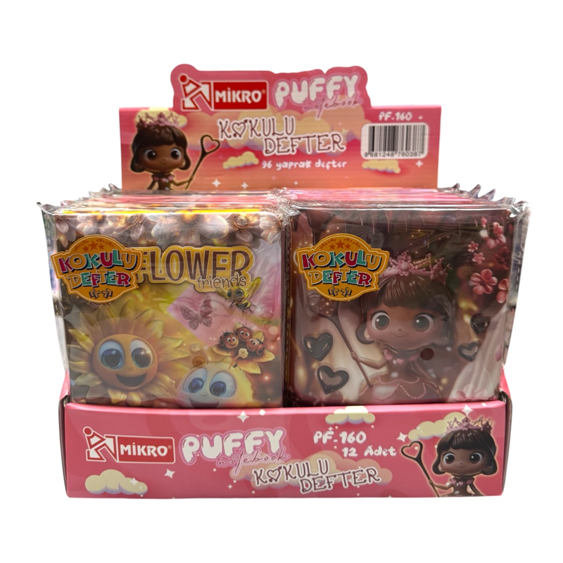 MİKRO PUFFY PF-160 KOKULU GÜNLÜK DEFTER 96 YAPRAK 12Lİ PAKET