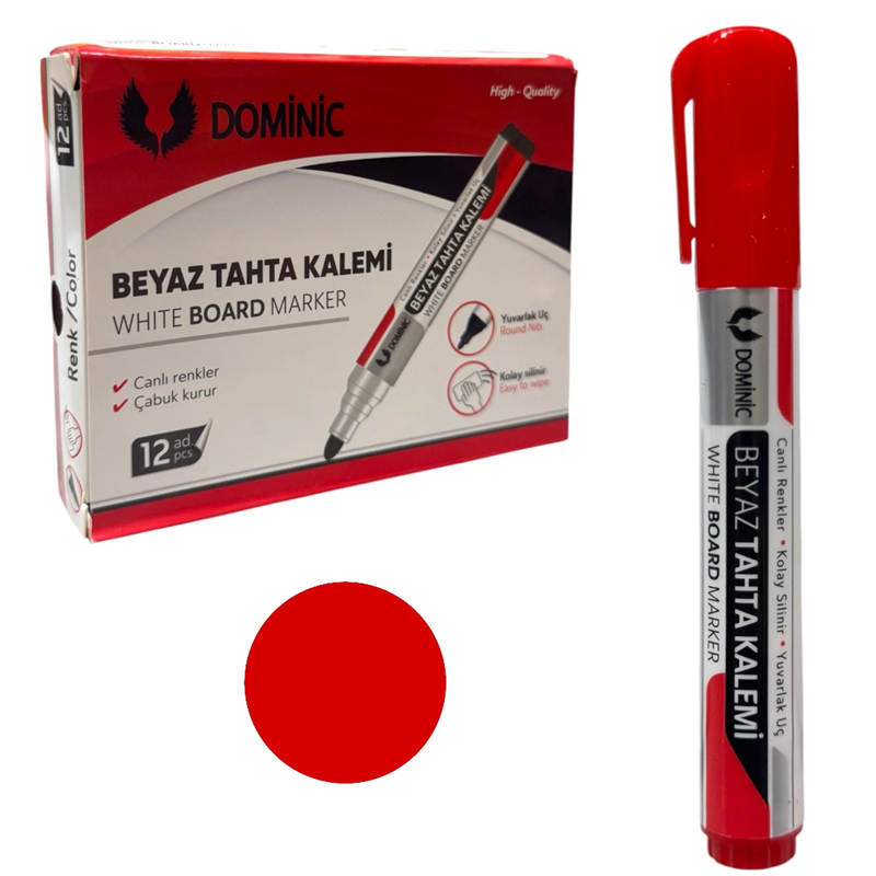 DOMİNİC KIRMIZI TAHTA KALEMİ 12Lİ PAKET