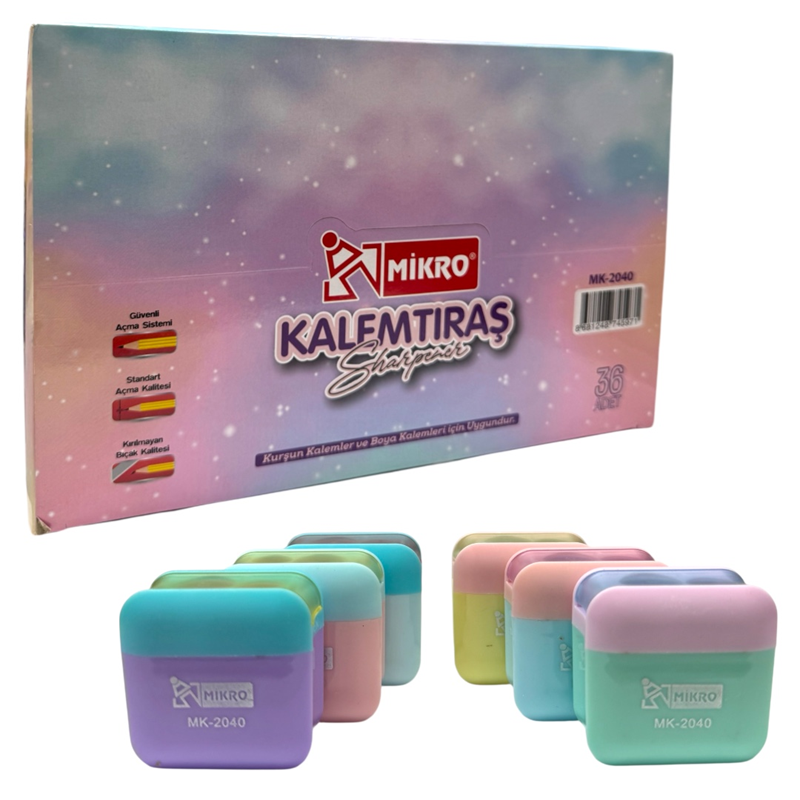 MİKRO MK-2040 PASTEL KALEMTIRAŞ 36LI PAKET