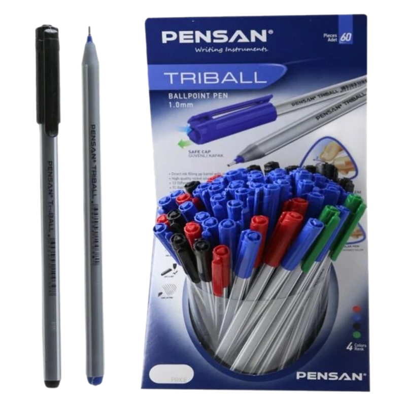 PENSAN TRİBALL TÜKENMEZ KALEM SET 60LI STAND