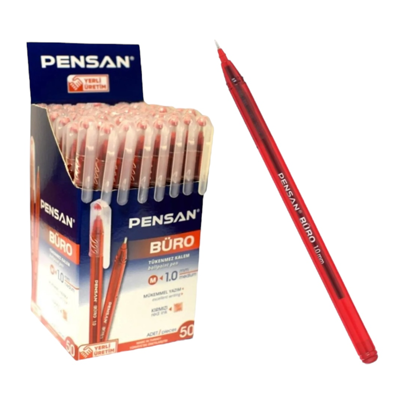 PENSAN KIRMIZI BÜRO TÜKENMEZ KALEM 50Lİ PAKET
