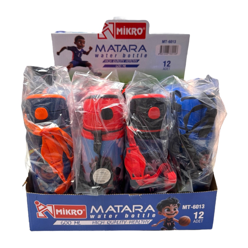 MİKRO MT-6013 RESİMLİ ERKEK ALÜMİNYUM MATARA 600 ML 12Lİ PAKET