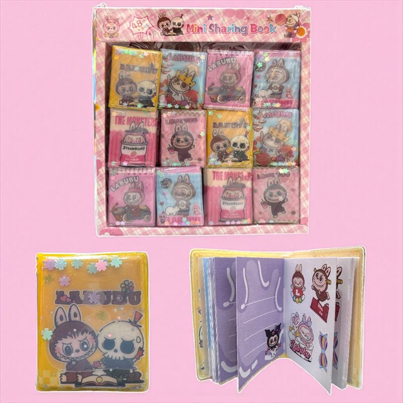 LABUBU MİNİ SULU STİCKERLI NOT DEFTERİ 48Lİ PAKET