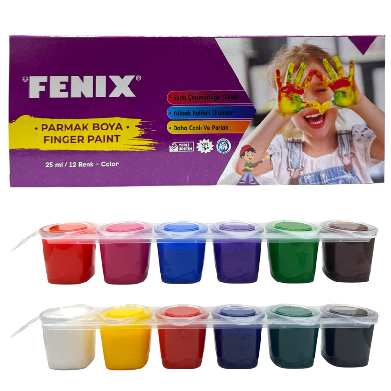 FENİX 12 RENK KARIŞIK 25 ML ŞİŞE PARMAK BOYASI