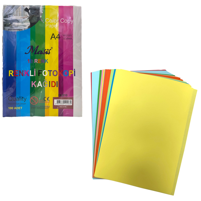 RENKLİ A-4 FOTOKOPİ KAĞIDI 100LÜ PAKET