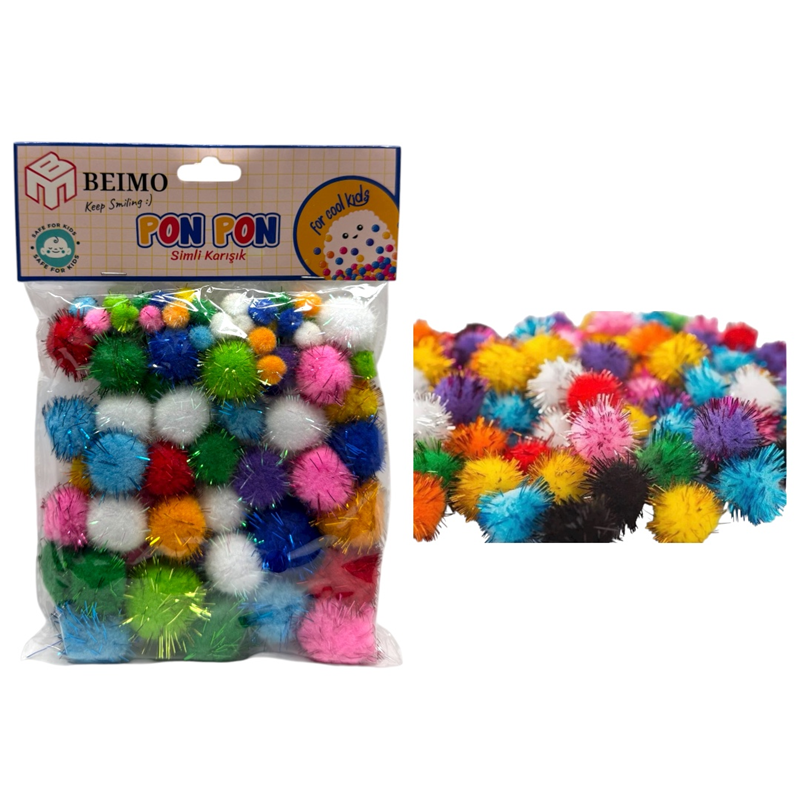 BEİMO SİMLİ PON PON KARIŞIK 12Lİ PAKET*40