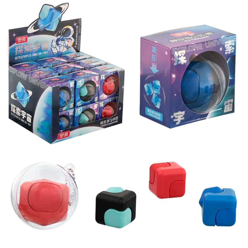 BEİMO UZAY MODELİ DÖNEBİLEN STRES ÇARKLI SİLGİ 18'Lİ PAKET