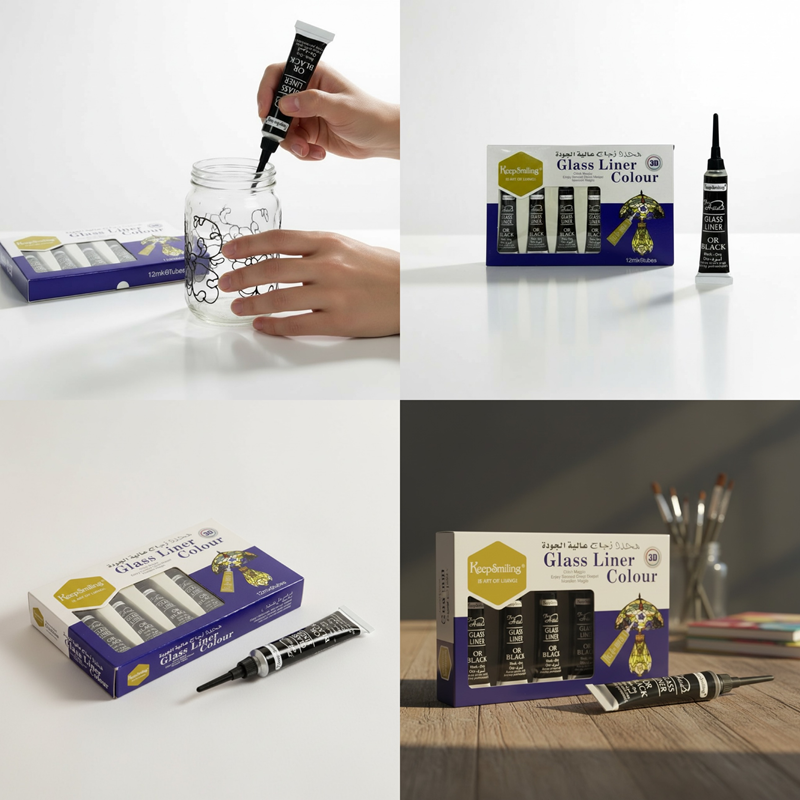 Contour Paste Cam Kontürü Boyası / Siyah Renk 6'Lı Set