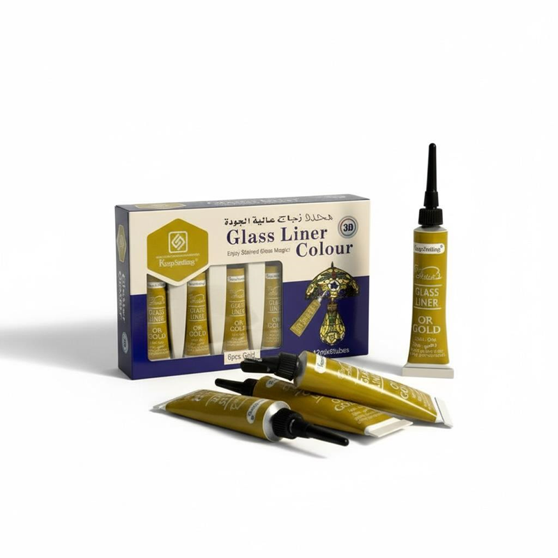 Contour Paste Cam Kontürü Boyası / Gold(Altın) Renk 6'Lı Set