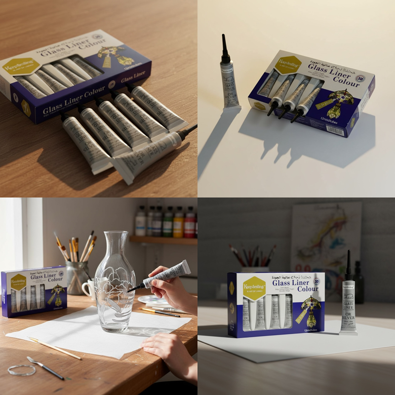 Contour Paste Cam Kontürü Boyası / Silver(Gümüş) Renk 6'Lı Set