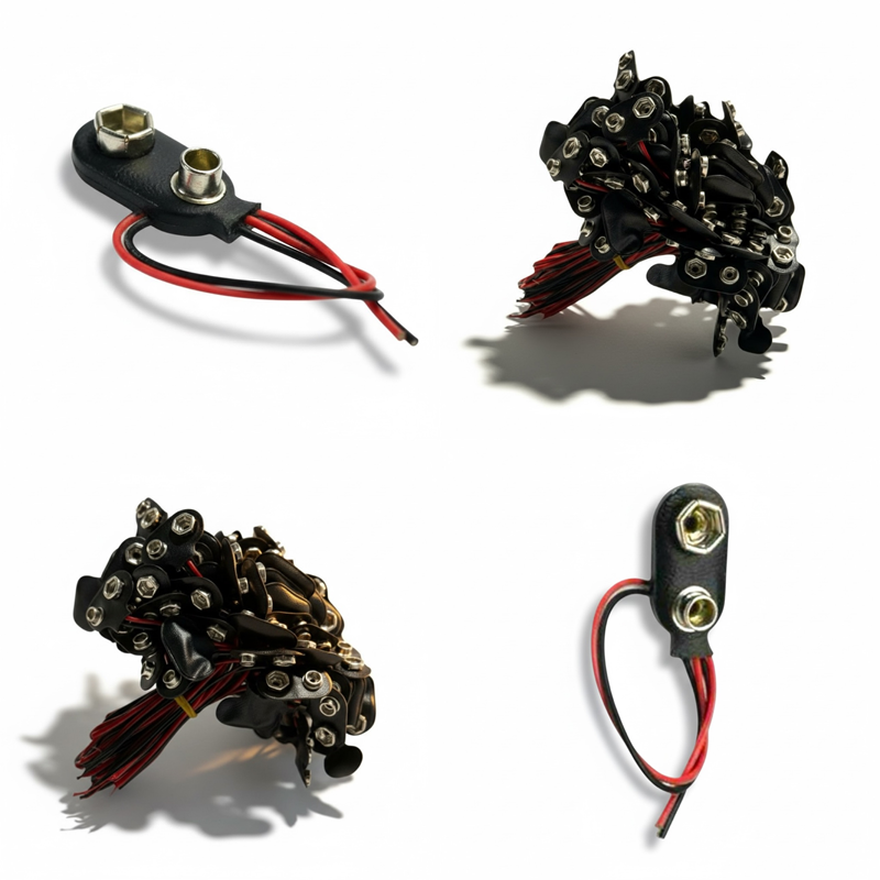 9 Volt Pil Yatağı 100'Lü Paket , 9 Volt Pil Başlığı Bağlantı Kablosu