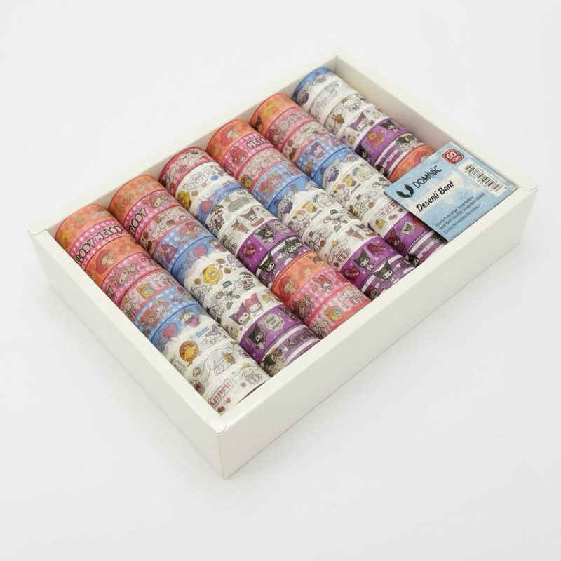 6001-A Kuromi Desenli Kağıt Bant 60'Lı Paket 6001-A Kuromi Desenli Kağıt Bant 60'Lı Paket