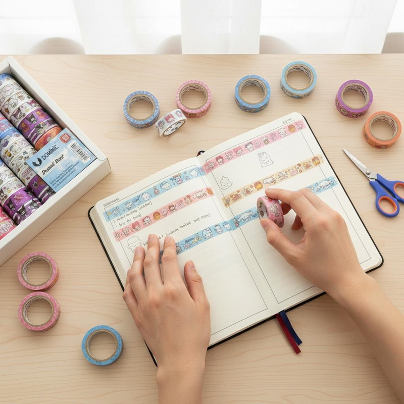 6001-A Kuromi Desenli Kağıt Bant 60Lı Paket