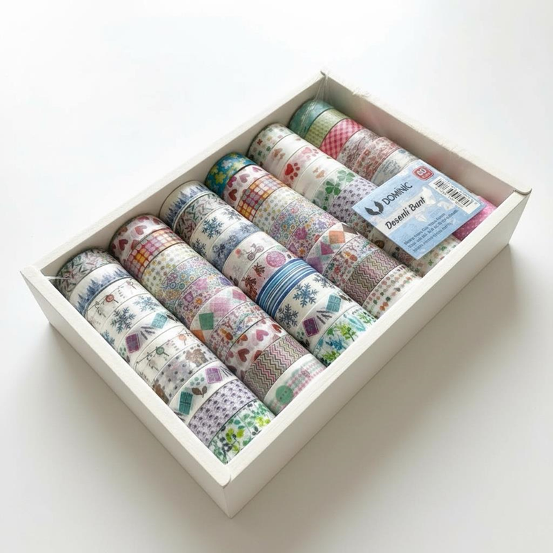 6001-B Desenli Karışık Kağıt Bant 60'Lı Paket