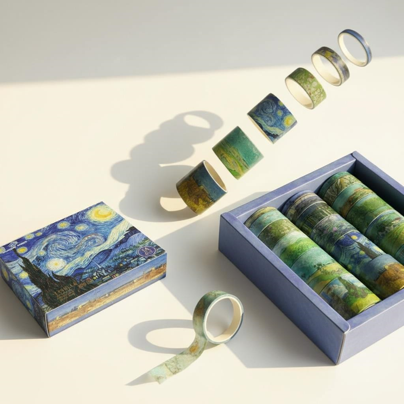 Vincent Van Gogh Serisi Desenli Kutulu Bant 18'Li Set