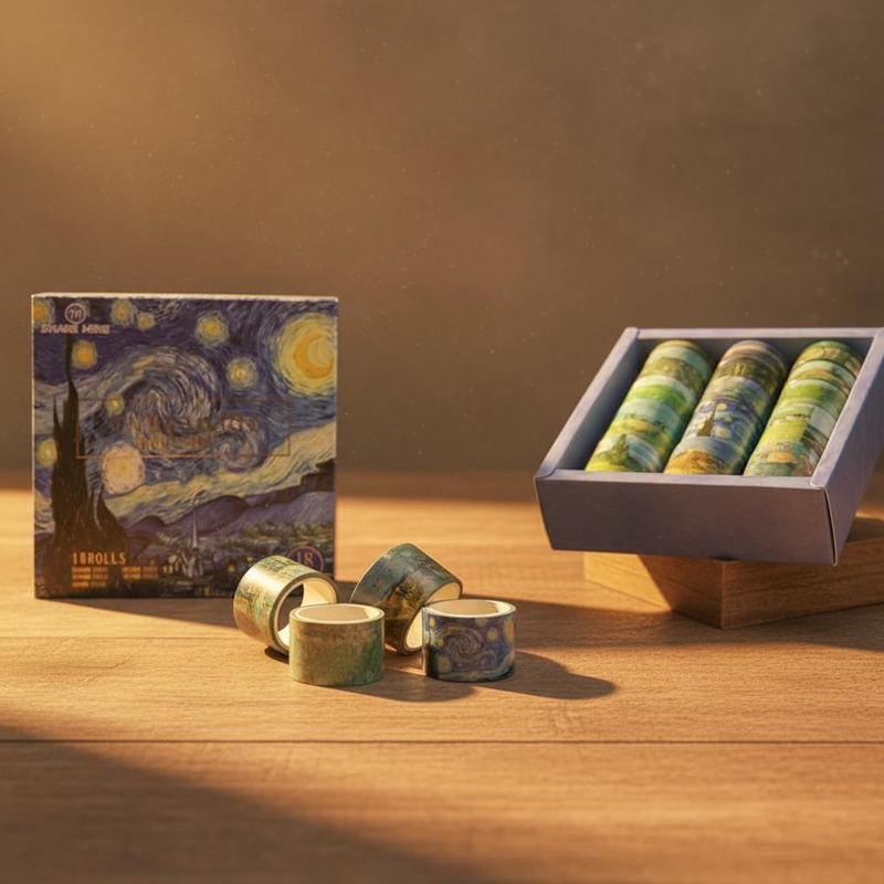 Vincent Van Gogh Serisi Desenli Kutulu Bant 18'Li Set