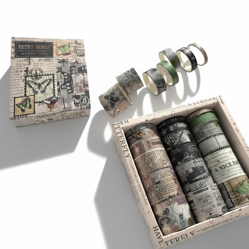 Retro Serisi Desenli Kutulu Bant 18'Li Set