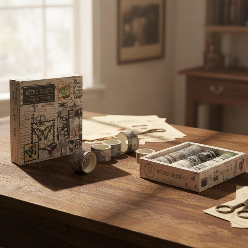 Retro Serisi Desenli Kutulu Bant 18'Li Set Retro Serisi Desenli Kutulu Bant 18'Li Set