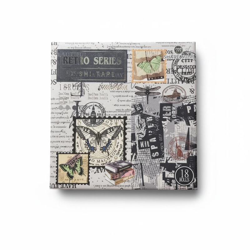 Retro Serisi Desenli Kutulu Bant 18Li Set