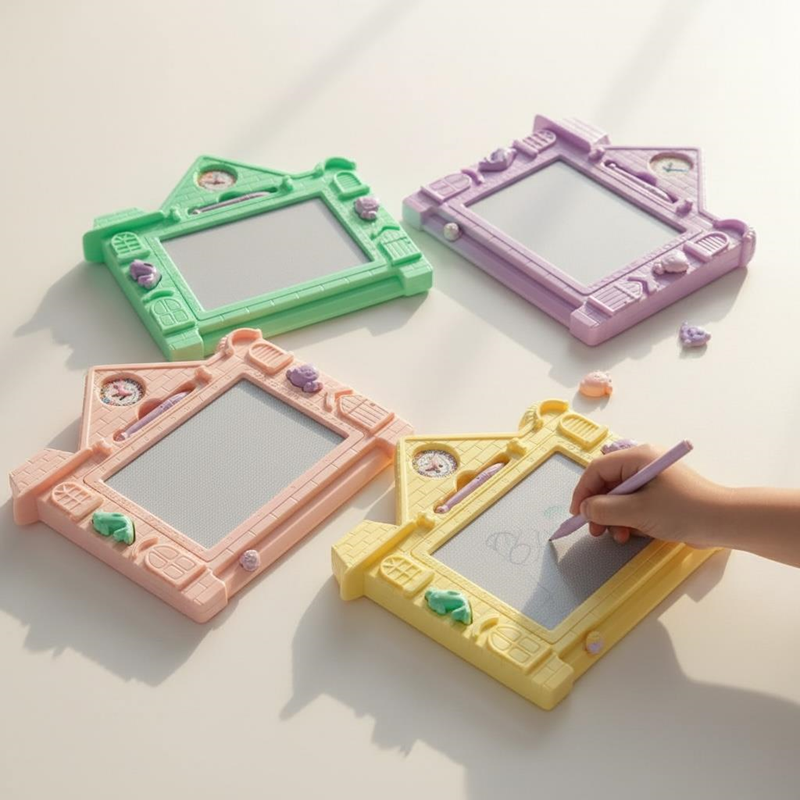 NO.8089 Ev Figürlü Çekmeli Manyetik Yazı Tahtası 32*32 Cm