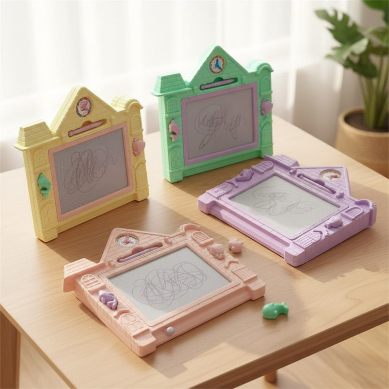 NO.8089 Ev Figürlü Çekmeli Manyetik Yazı Tahtası 32*32 Cm