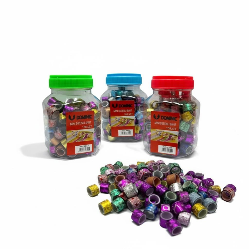 Mini Karışık Desenli Simli Bant 108'Li Paket