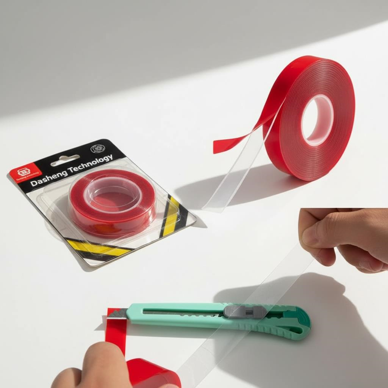 Şeffaf Akrilik Silikon Bant Çift Taraflı Kırmızı Bant Montaj Bandı 2 Metre Uzunluk 2.5 Cm Eni