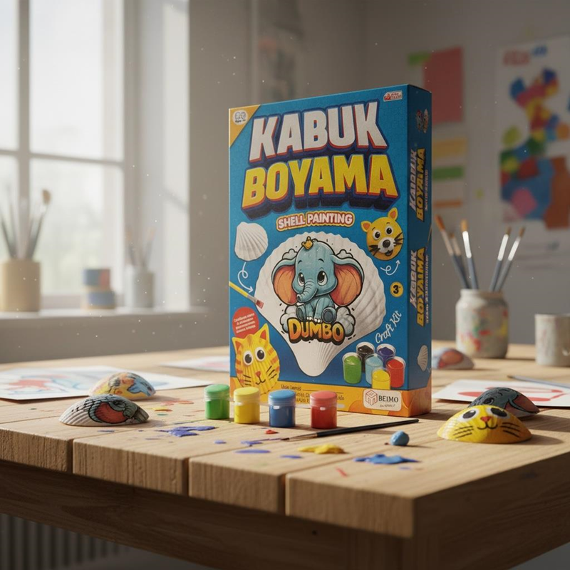 Kabuk Boyama Seti Kutulu (6 Renk 5 Ml Akrilik Boya , 1 Adet Fırça , Karışık Deniz Kabuğu)
