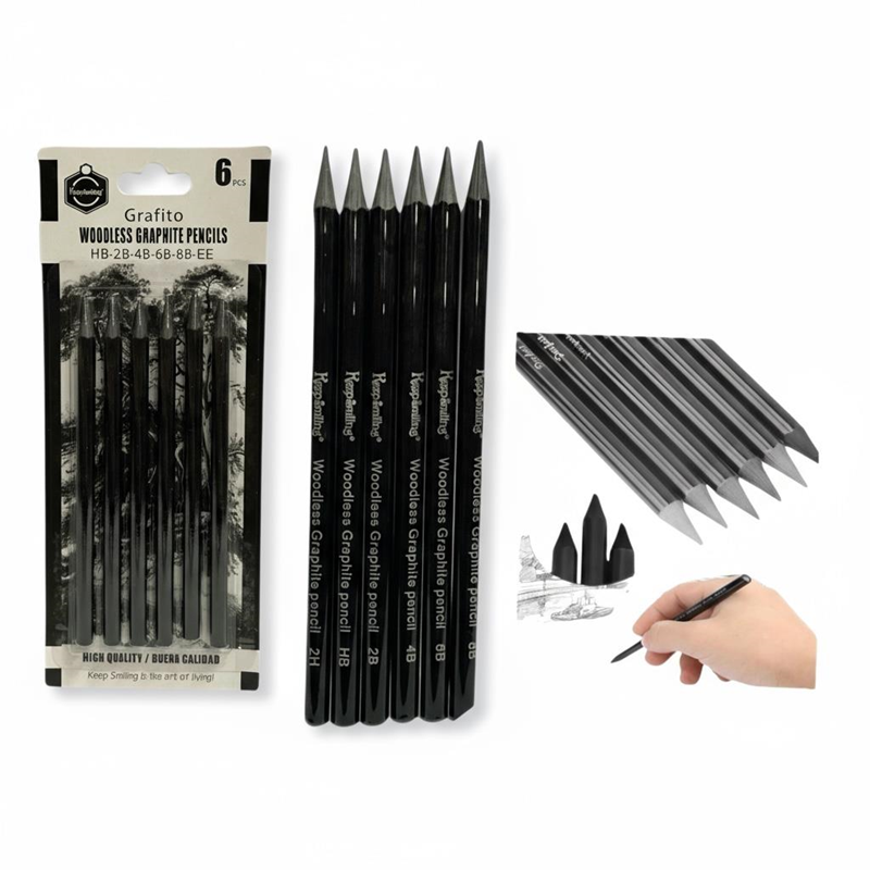 Kömür Kalemi 6’lı Set - Çizim Kalemi - Füzen Kara Kalem Seti 2H-HB-2B-4B-6B-8B