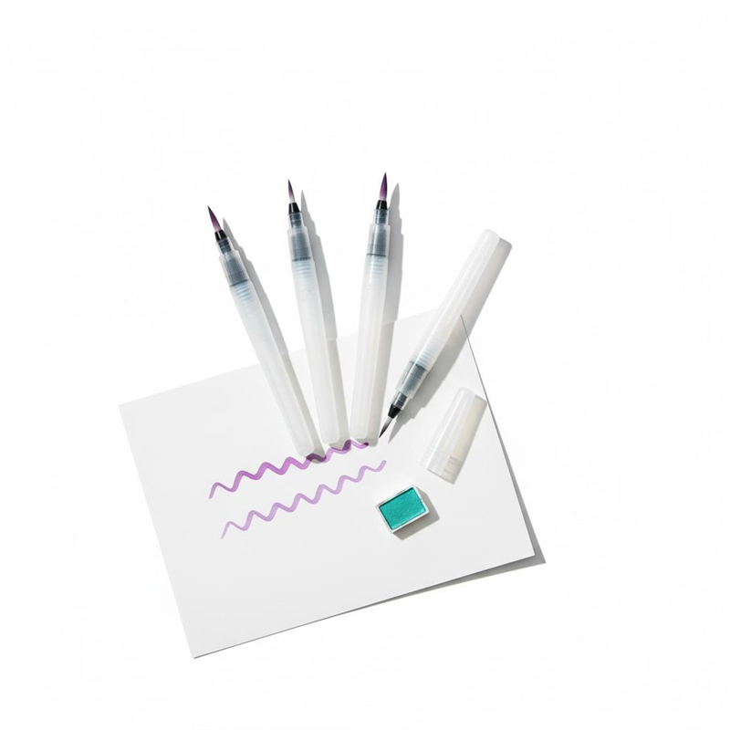 Su Hazneli Sulu Boya Fırça Seti 3'Lü Set / Kaligrafi Hat Fırça Seti