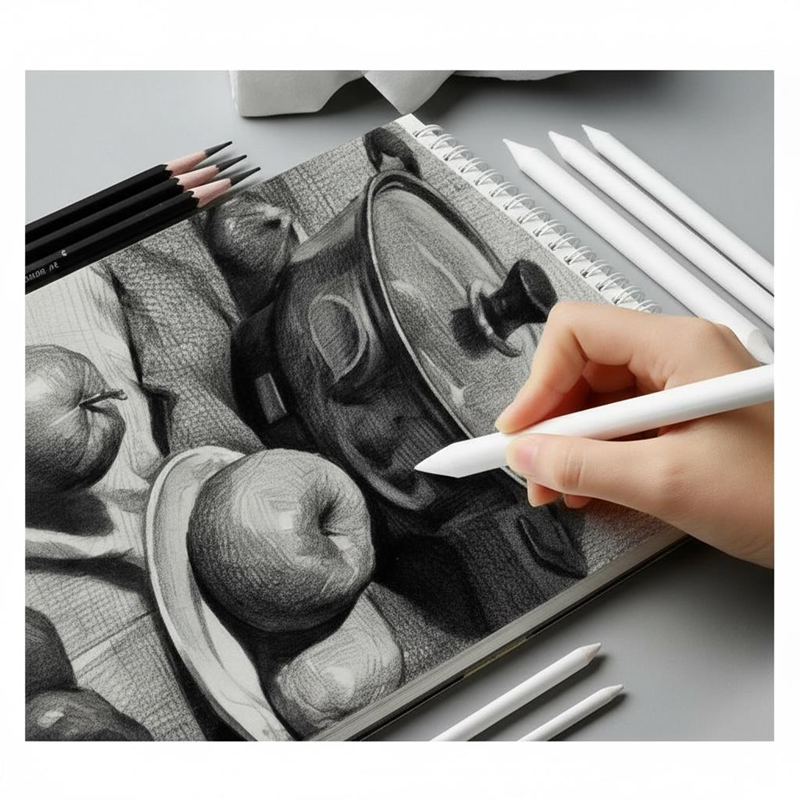 Toz Pastel Kaynaştırma Dağıtıcı Kalem Seti 6Lı Paket / Kaynaştırma Gölgelendirme Kalemi