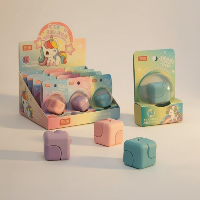 Unicorn Modeli Dönebilen Bilyeli Pastel Renkler Silgi 12'Li Paket