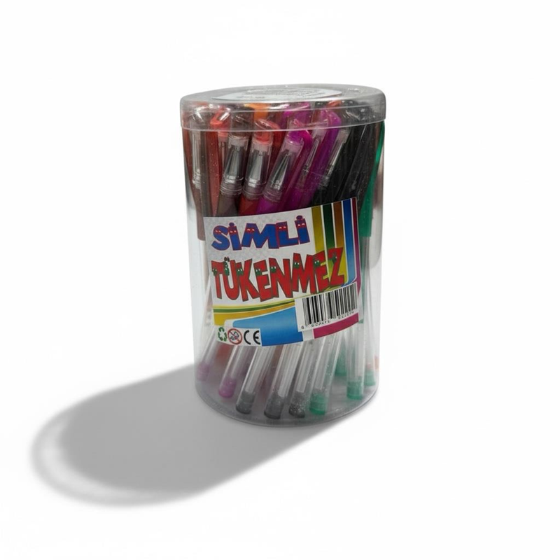 Simli Jel Tükenmez Kalem 60Lı Stand Karışık Renkler