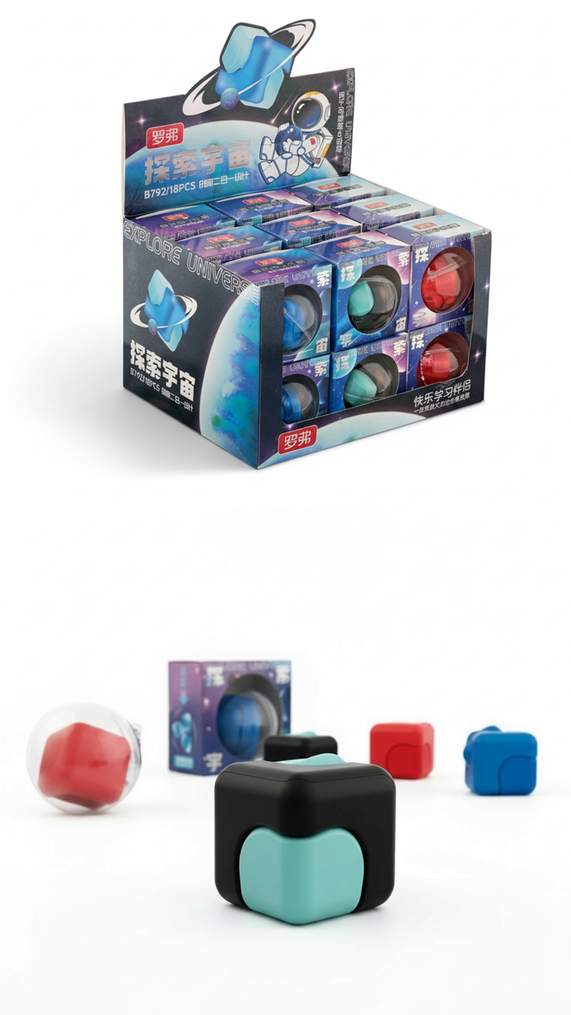 BEİMO UZAY MODELİ DÖNEBİLEN STRES ÇARKLI SİLGİ 18Lİ PAKET