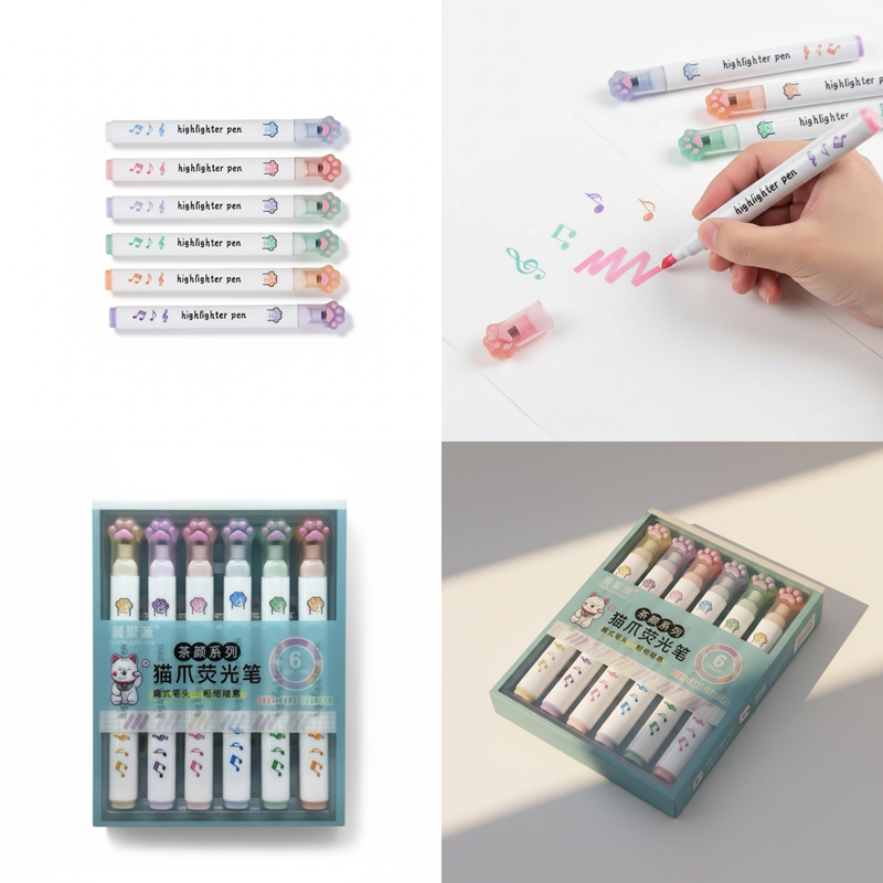 CH-518 Pati Pastel Renkler Fosforlu Kalem Seti 6'Lı Set