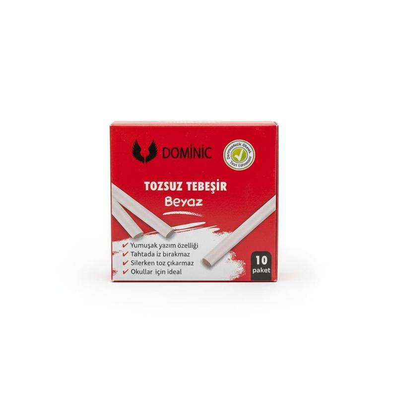 Beyaz Tozsuz Tebeşir 10'Lu Set 10'Lu Paket (100 Adet)