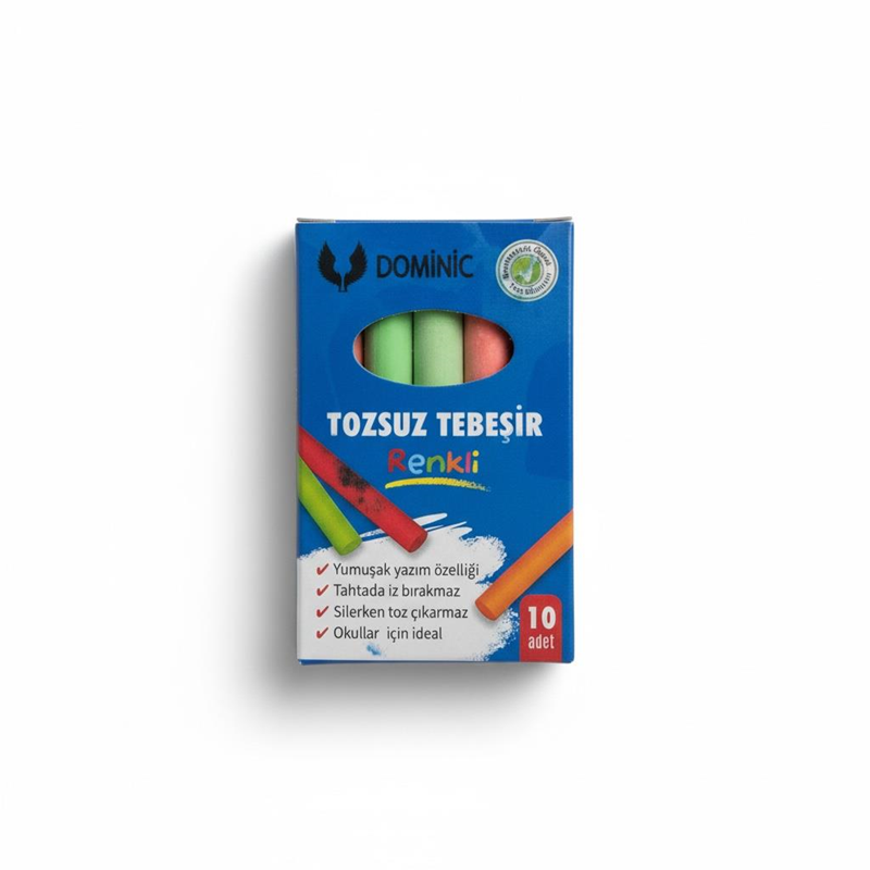 Renkli Tozsuz Tebeşir 10'Lu Set 10'Lu Paket (100 Adet)