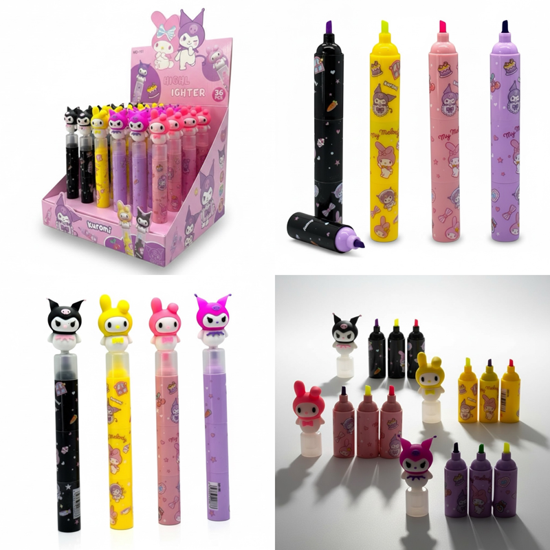 Md-181 Kuromi Figürlü Fosforlu Kalem 36'Lı Paket