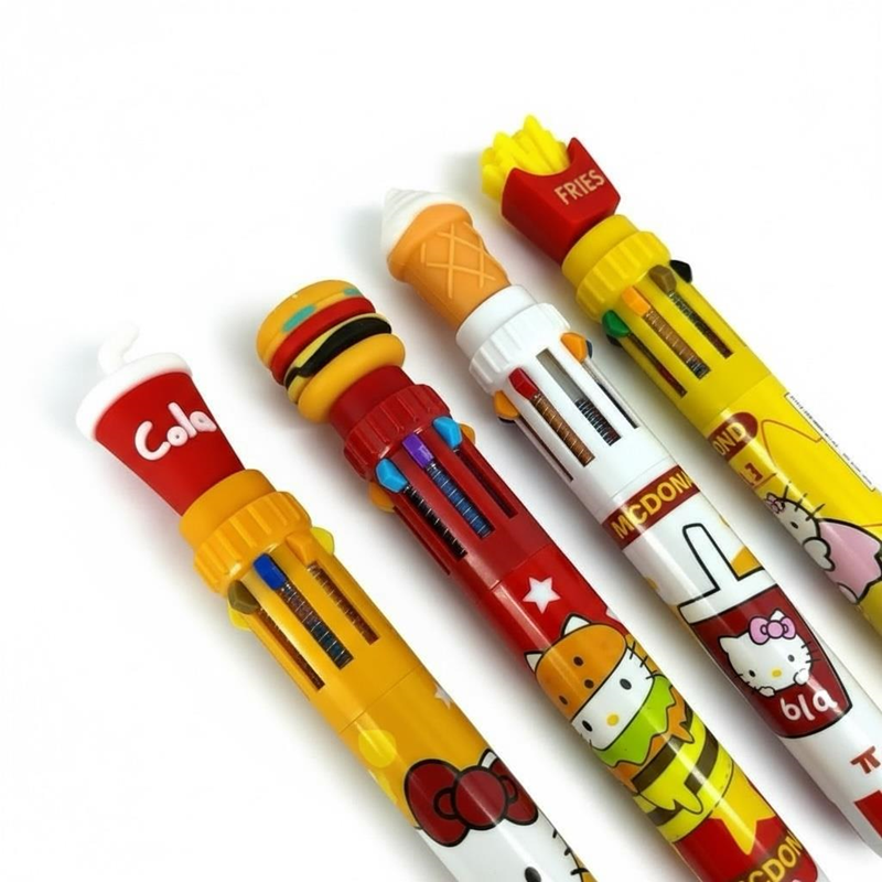 No.603 Fast Food Modeli 10 Renk Çoklu Tükenmez Kalem 36Lı Paket
