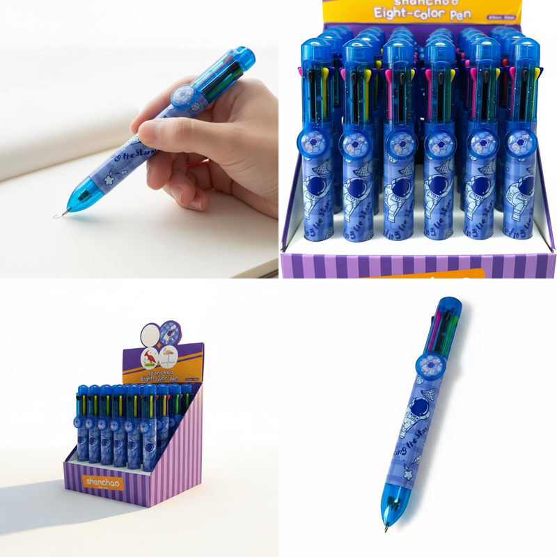 Sc-551 Astronot Modeli 8 Renk Çoklu Tükenmez Kalem 24'Lü Paket