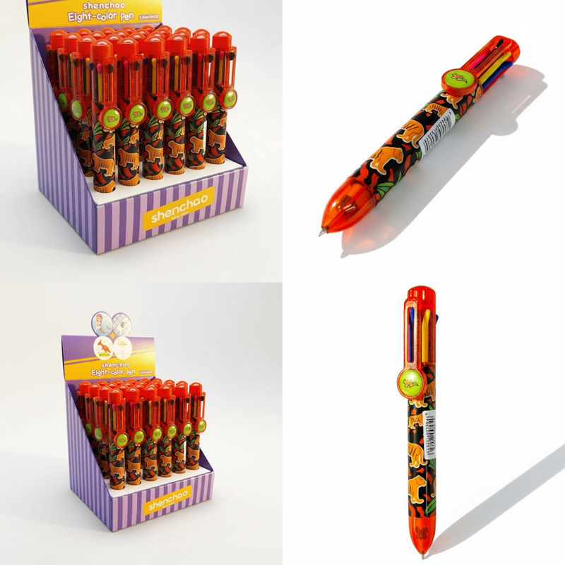 Sc-803 Kaplan Modeli 8 Renk Çoklu Tükenmez Kalem 24'Lü Paket