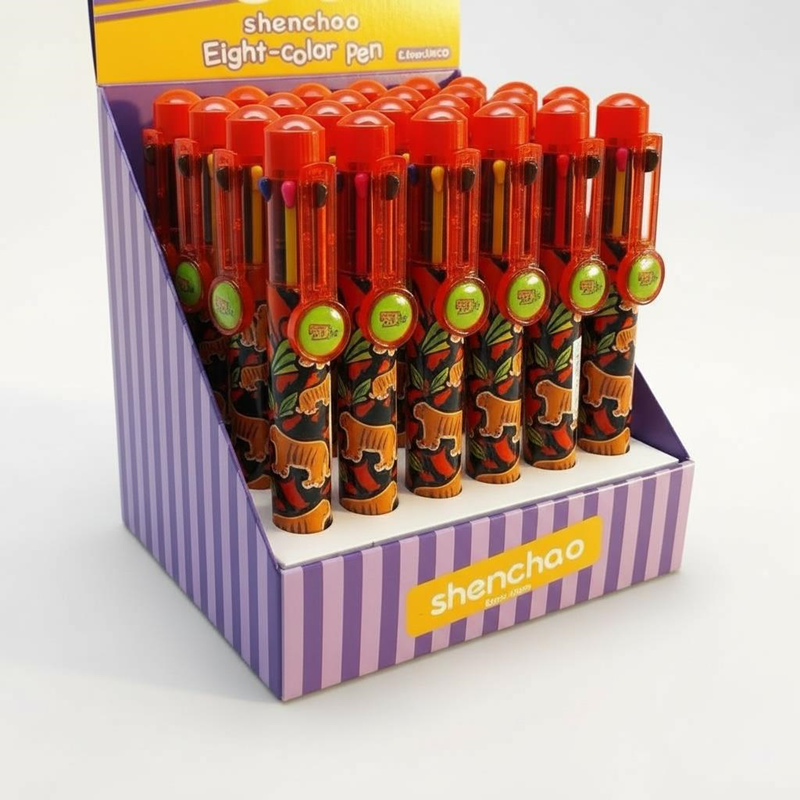 Sc-803 Kaplan Modeli 8 Renk Çoklu Tükenmez Kalem 24'Lü Paket