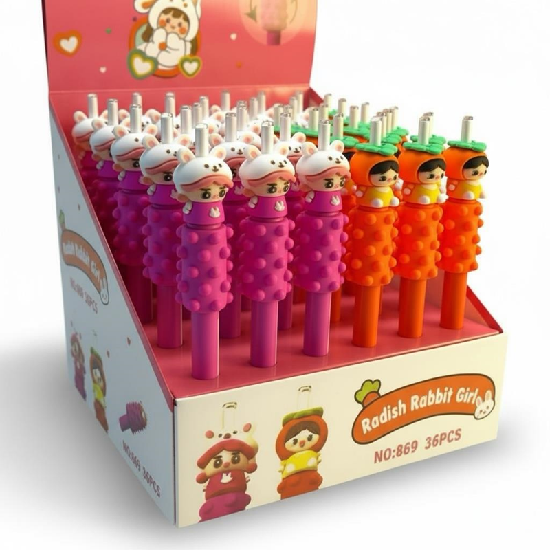 No.869 Turp Tavşan Kız Modeli Gövdesi Masaj Yapan Versatil 0.7 Uçlu 36'Lı Paket