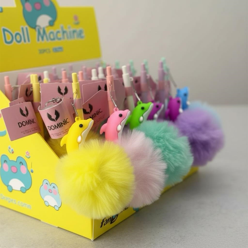 No.5420-2 Yunus Balığı Modeli Pon Pon Peluş Versatil 0.7 Uçlu 30'Lu Paket