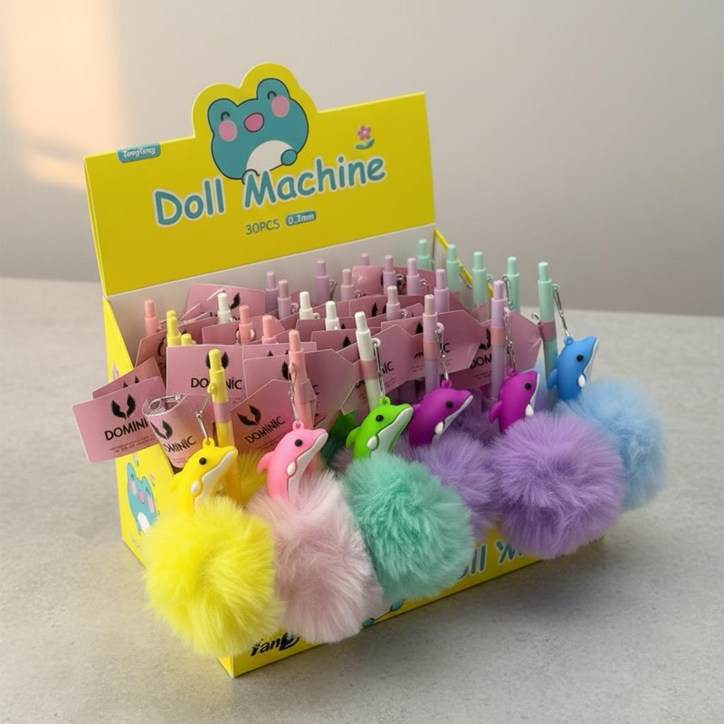 No.5420-2 Yunus Balığı Modeli Pon Pon Peluş Versatil 0.7 Uçlu 30'Lu Paket