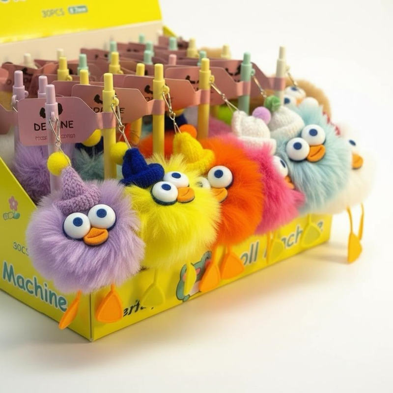 No.5420-3 Ördek Modeli Pon Pon Peluş Versatil 0.7 Uçlu 30'Lu Paket