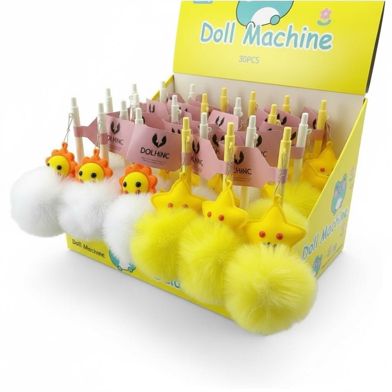 No.5420-1 Yıldız-Güneş Modeli Pon Pon Peluş Versatil 0.7 Uçlu 30'Lu Paket