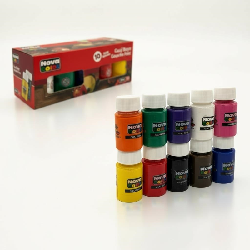 Nova Color 10 Renk Şişe Guaj Boya 30 Ml Nova Color 10 Renk Şişe Guaj Boya 30 Ml