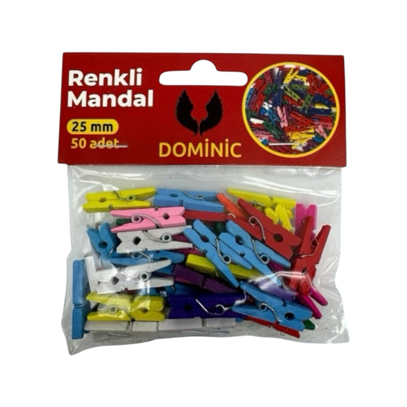 RENKLİ MİNİ MANDAL 50Lİ POŞET
