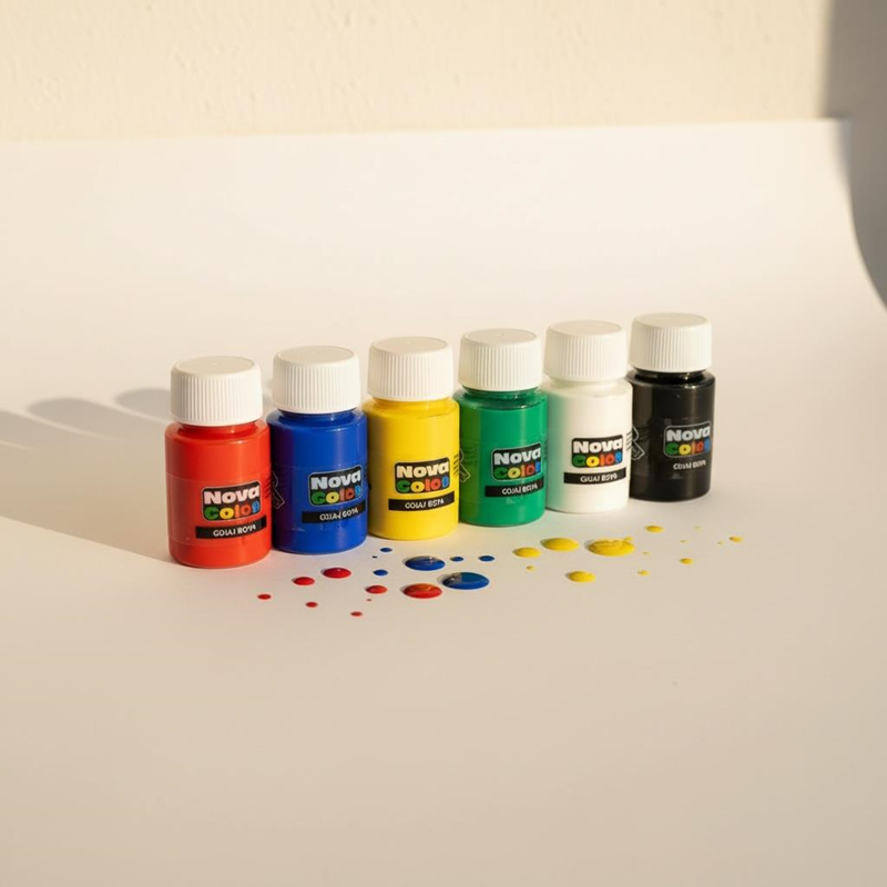 Nova Color 6 Renk Şişe Guaj Boya 30 Ml